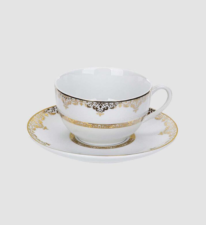 Gold-rimmed China Teacup Saucer Set