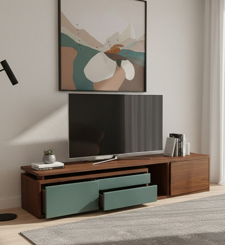 Home Deco and More Walnut Veneer Mountain Grain Tv Unit, Natural, 300x40x40-cm, Packshot View