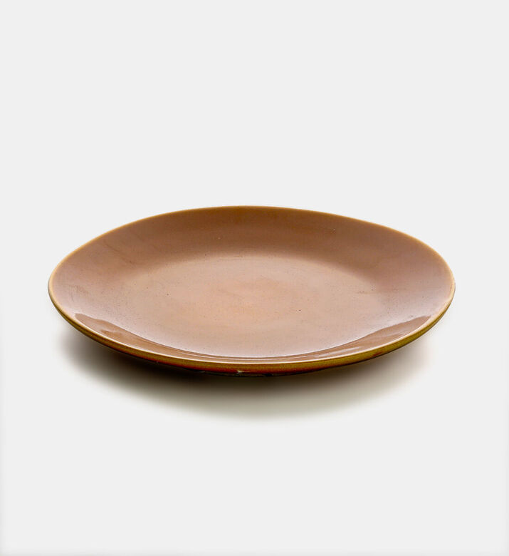 Home Deco and More Ceramic Glossy Round Plate, Brown, Packshot View