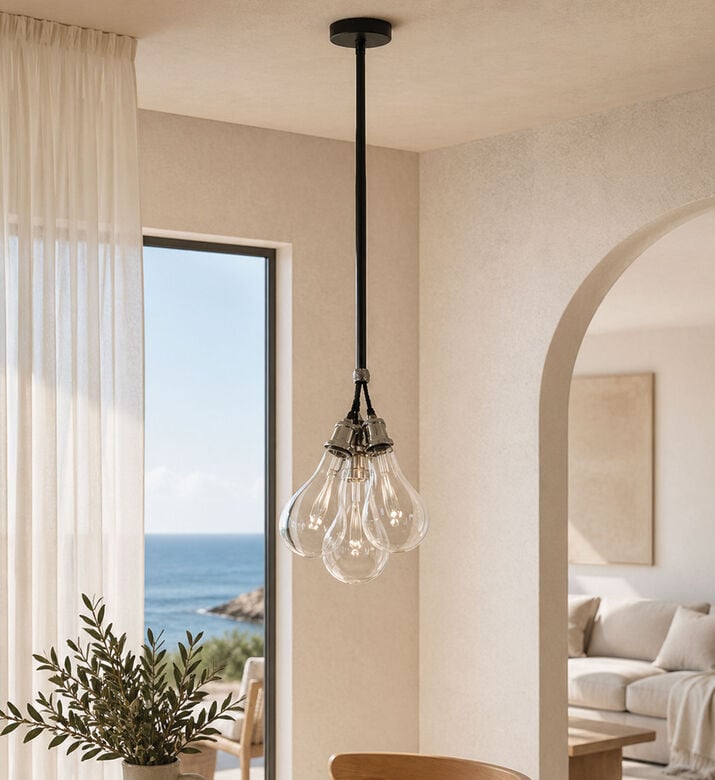 Light and Living Hanging Lamp Fida Glass Nickle, Transparent, 14-cm, Packshot View