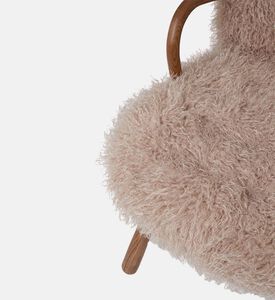 Fur Round Wood Armrests Armchair