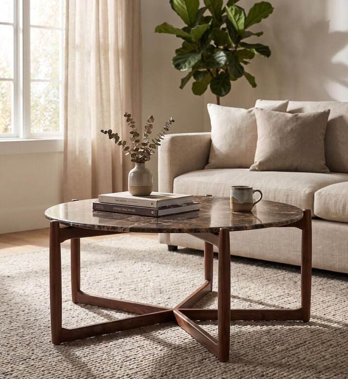 Home Deco and More Nashville Round Top Coffee Table, Packshot View