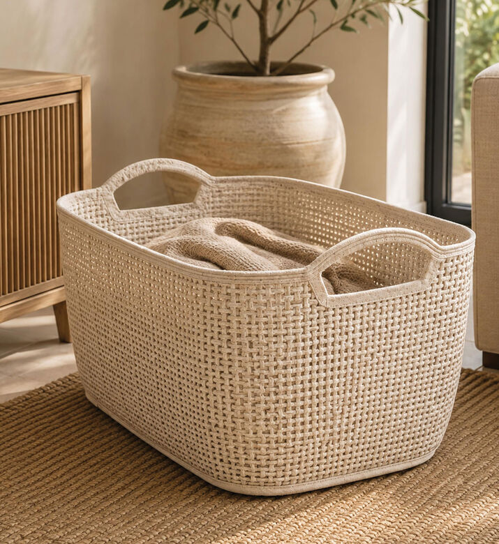Home Deco and More Handled Deep Rectangular Basket, Packshot View
