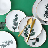 Gold-rimmed Leaf Dinner Plate