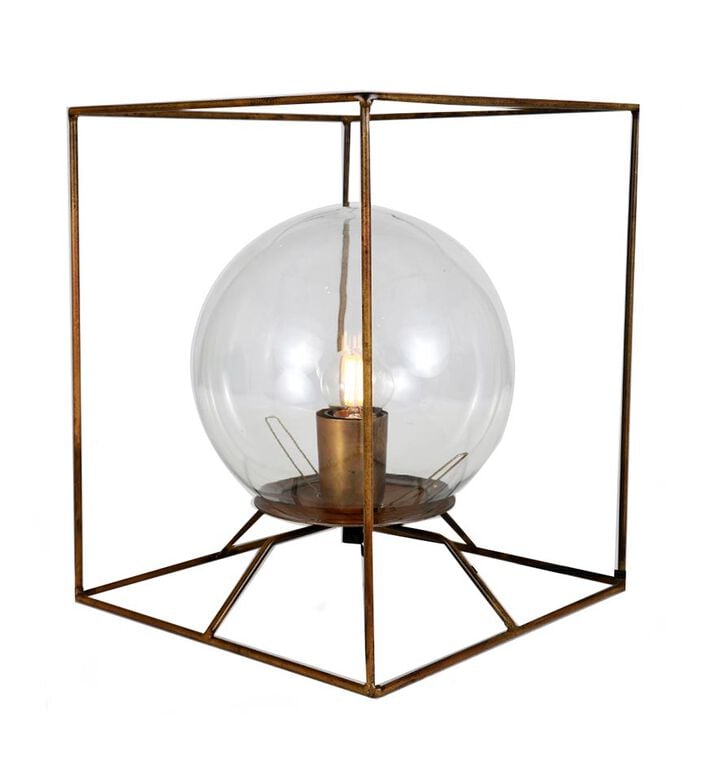 Iron Gold Cube Globe Table Lamp Iron Gold Cube Globe Table Lamp