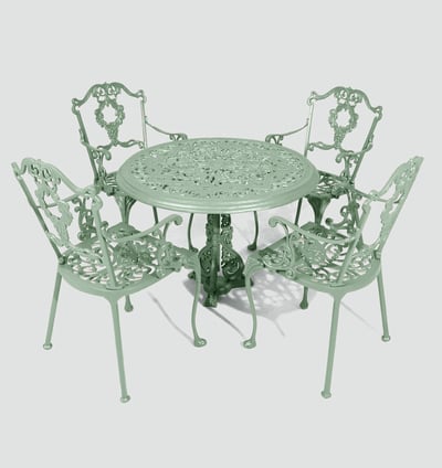 Antoinette Dining Table With 4 Chairs Green 100 Cm
