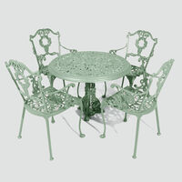 Antoinette Dining Table With 4 Chairs Green 100 Cm