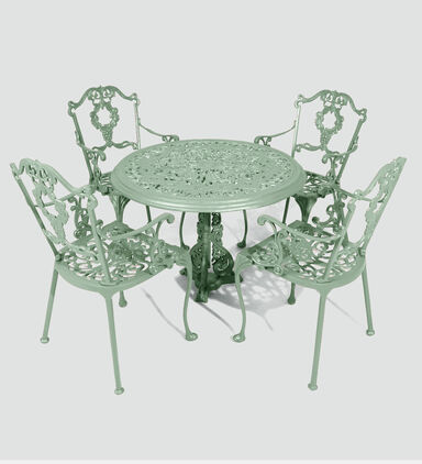 Antoinette Dining Table With 4 Chairs Green 100 Cm