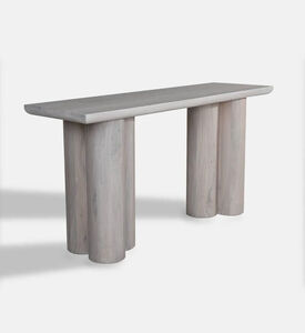 Home Deco and More Acacia Wood Spherical Legs Console, Packshot View