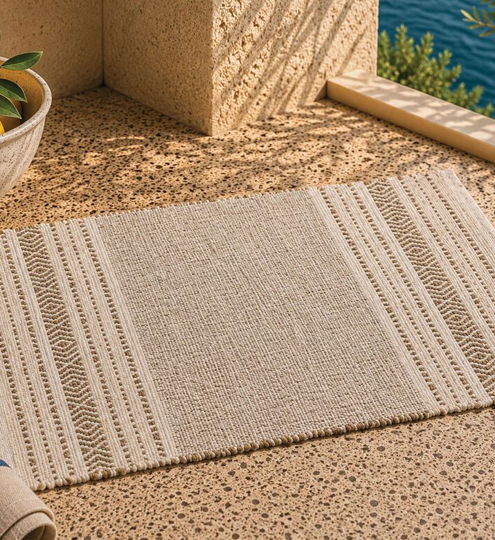 Excellent Houseware Woven Recycled Cotton Striped Rug, Packshot View