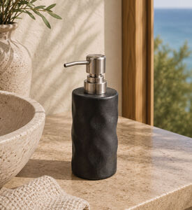 Home Deco and More Stoneware Soap Dispenser, Black, Packshot View