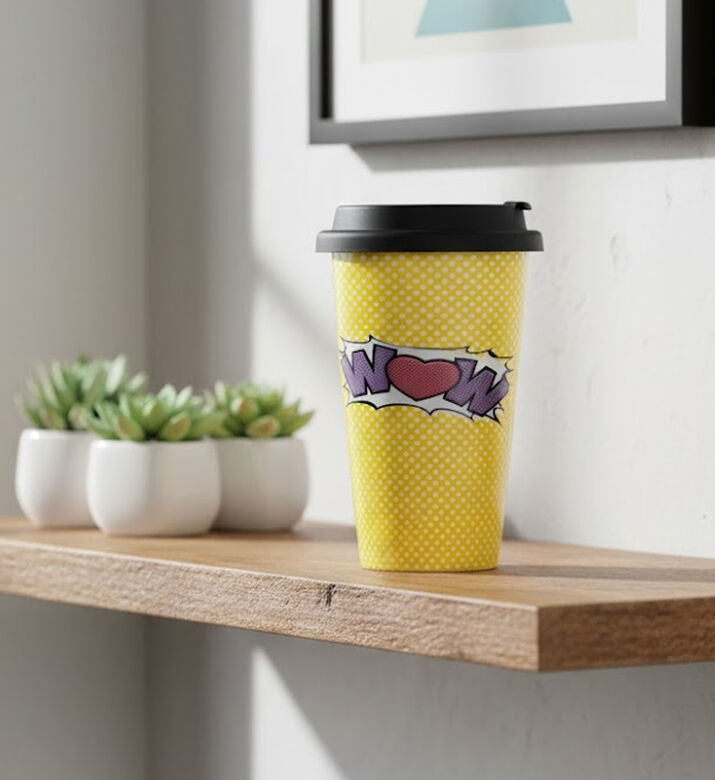 Rosanna Pellegrini Wow Printed Travel Mug, Packshot View