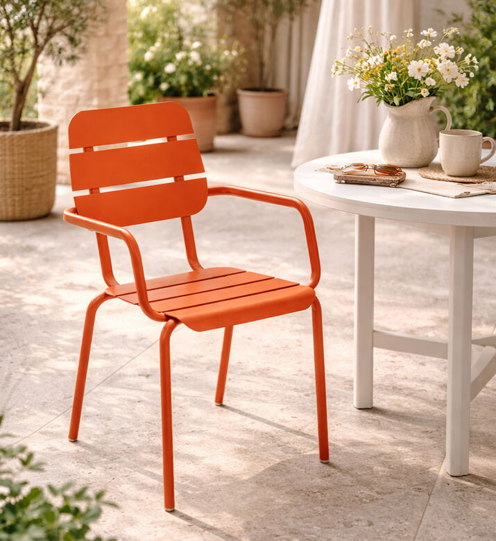 Ezeis Alicante Aluminum Stackable Armchair, Orange, Packshot View