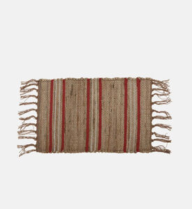 Home and Styling Fringes Stripped Placemat, Red, Packshot View