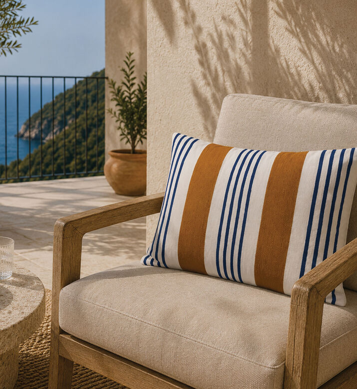 Home Deco and More Reversible Stripe Cushion, Packshot View