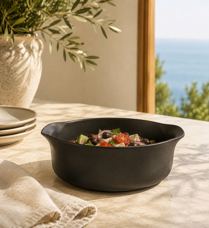 Eva Solo Nordic Stoneware Handled Bowl, Black, 1.2-l, Packshot View