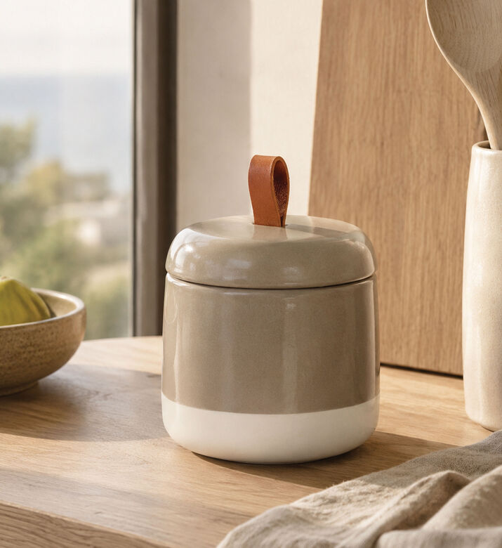 Home Deco and More Dolomite Storage Jar, Brown, Packshot View