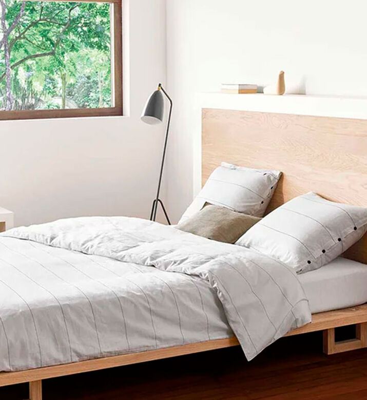 Marco Polo Simla Cotton Linen Bed Set, White, 140x220-cm, Packshot View