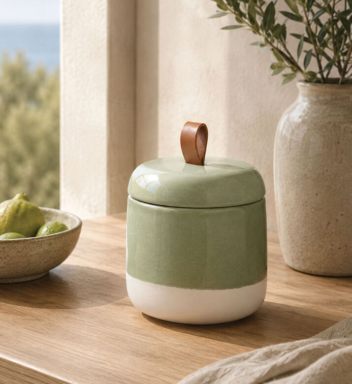 Home Deco and More Dolomite Storage Jar, Green, Packshot View