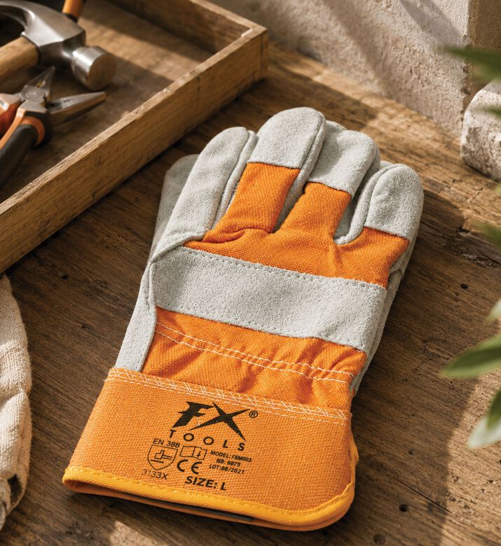 Home Deco and More Working Leather Safety Gloves, Yellow, Packshot View