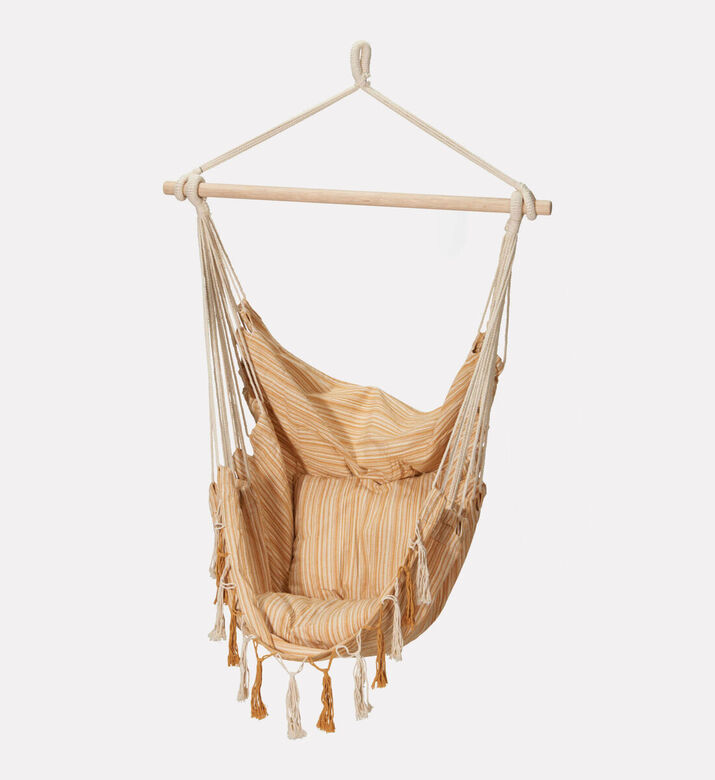 Home Deco and More Polycotton Striped Hanging Chair, Brown, Packshot View
