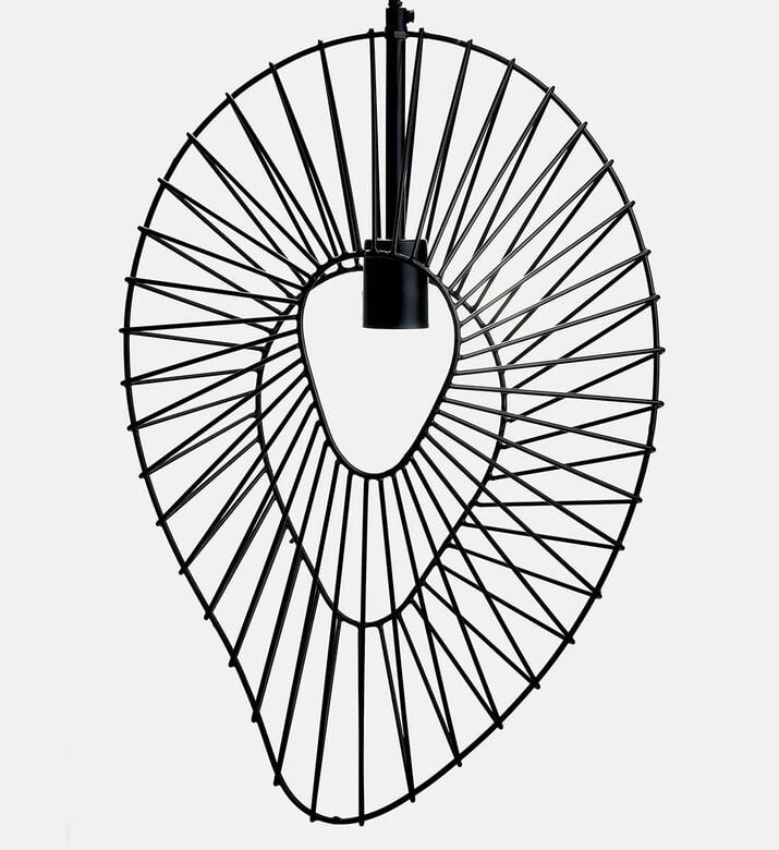 Home Deco and More Morjim Iron Pendant Lamp, Black, 16x37x55-cm, Packshot View