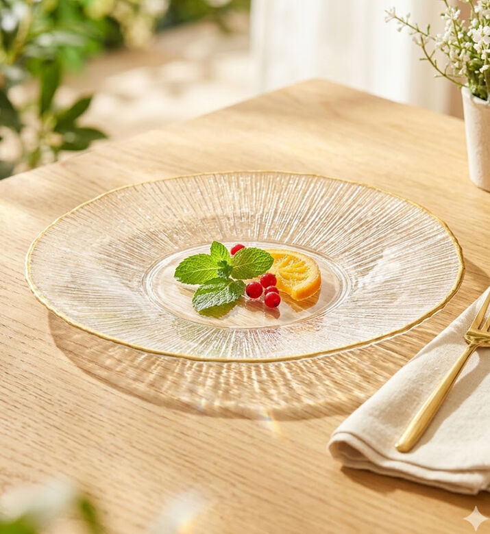 Home Deco and More Large Gold Rim Serving Plate, Gold, 28-cm, Packshot View