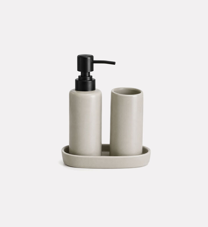Home Deco and More Bathroom 3-piece Accessory Set, Beige, Packshot View