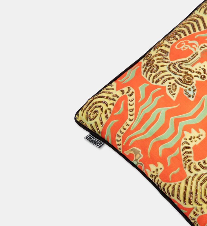 Home Deco and More Lynx Hand Bead Printed Cushion, Packshot View