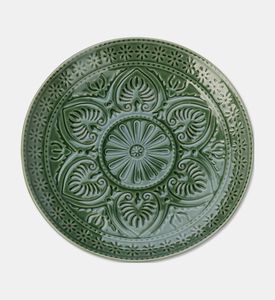 Home Deco and More Forest Green Embossed Leaf Plate, Green, 27-cm, Packshot View