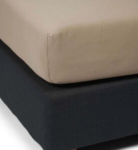 Home Deco and More Cotton Satin Bed Fitted Sheet, Taupe, 120x200-cm, Packshot View