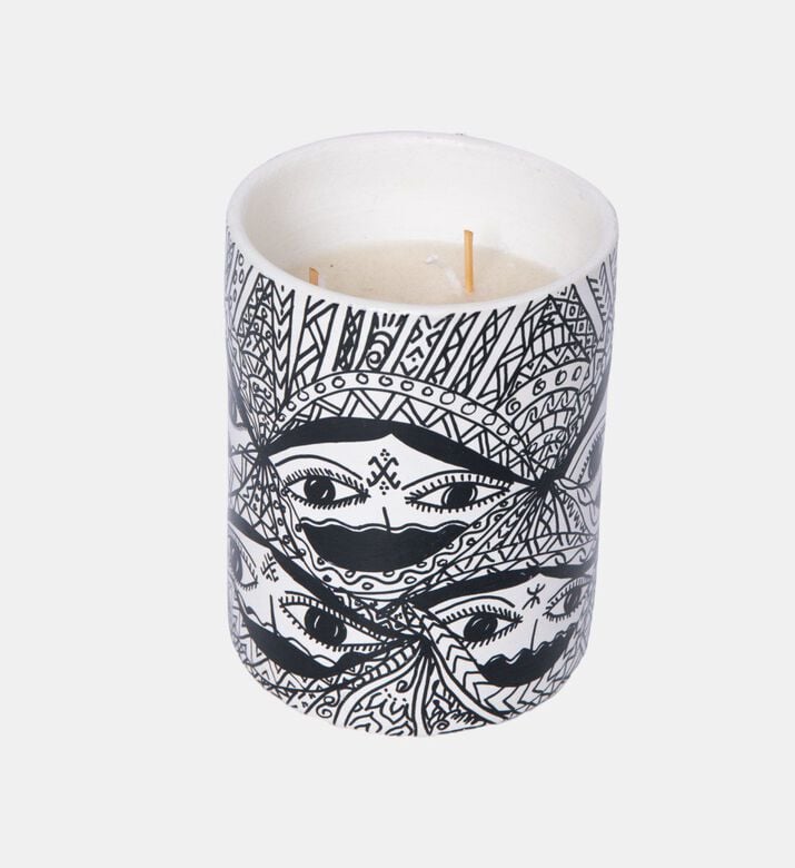 Nour Bougie Berberia Ceramic Pot Candle, Black, 18-cm, Packshot View