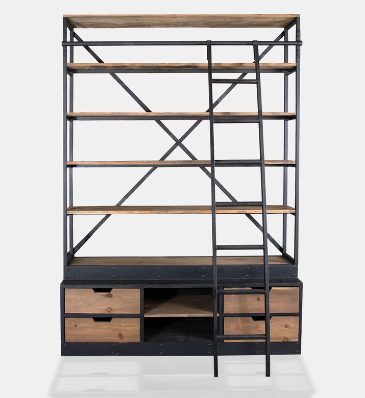 Hawk Ladder Drawer Pine Bookcase