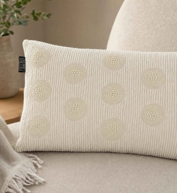 Home Deco and More Delphine Beadwork Filled Cushion, Model View
