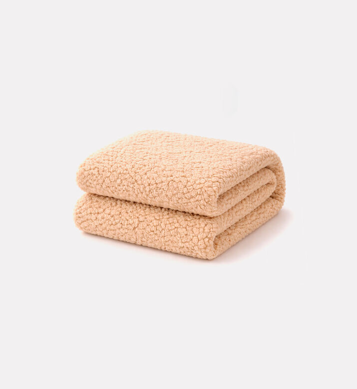 Home Deco and More Plaid Teddy Blanket, Beige, Packshot View