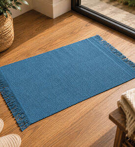 Home Deco and More Rectangular-shaped Cotton Rug, Blue, 60x90-cm, Packshot View