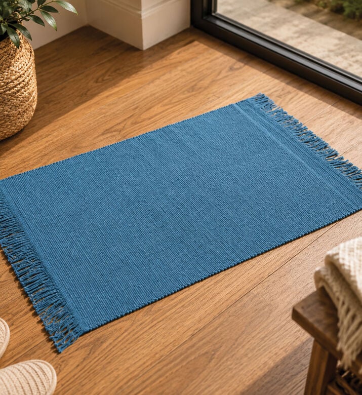 Home Deco and More Rectangular-shaped Cotton Rug, Blue, 60x90-cm, Packshot View