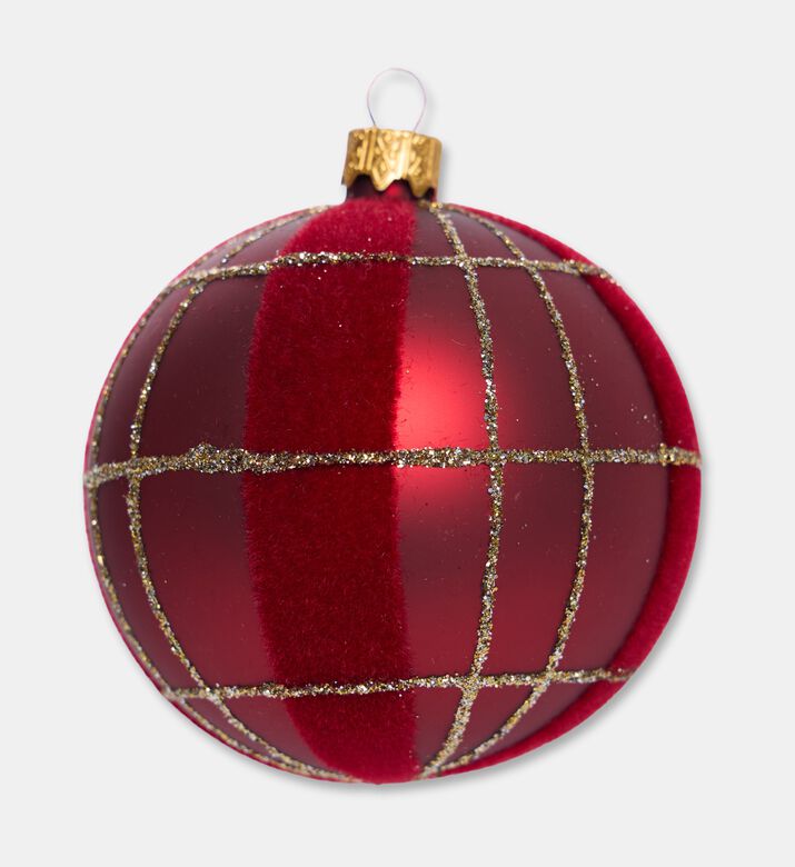 Home Deco and More Glittered Checks Christmas Ball, Red, Packshot View