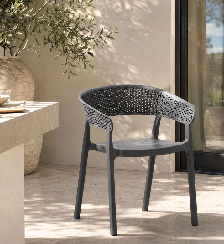 Home Deco and More Stackable Uv-resistant Chair, Grey, Packshot View