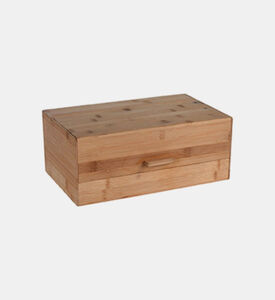 Excellent Houseware Wooden Rectangular Bread Bin, Brown, 230x350x145-mm, Packshot View