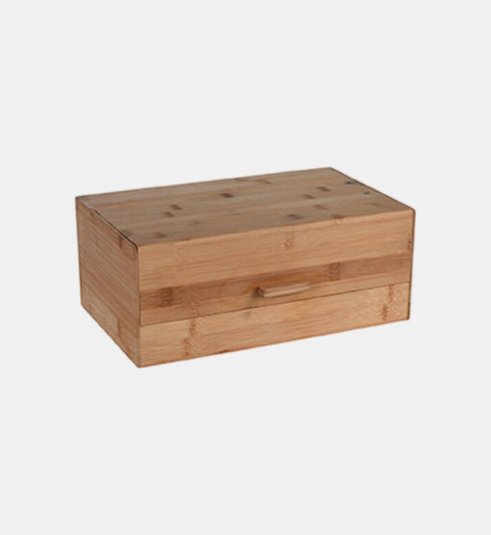 Excellent Houseware Wooden Rectangular Bread Bin, Brown, 230x350x145-mm, Packshot View