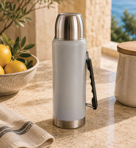 Excellent Houseware Vacuum Handled Thermos 1 L, White, Packshot View
