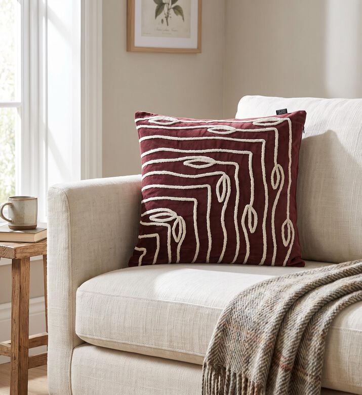 Home Deco and More Andie Chenille Yarn Applique Cushion, Packshot View