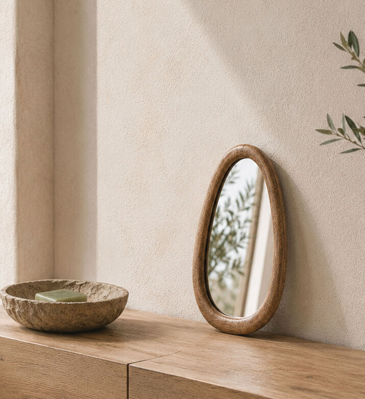 Home Deco and More Oval Mango Wood Wall Mirror, Packshot View