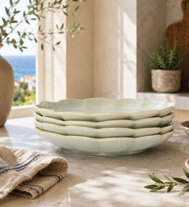 Home Deco and More Celadon Petal-shaped 4-piece Serving Dish Set, Packshot View