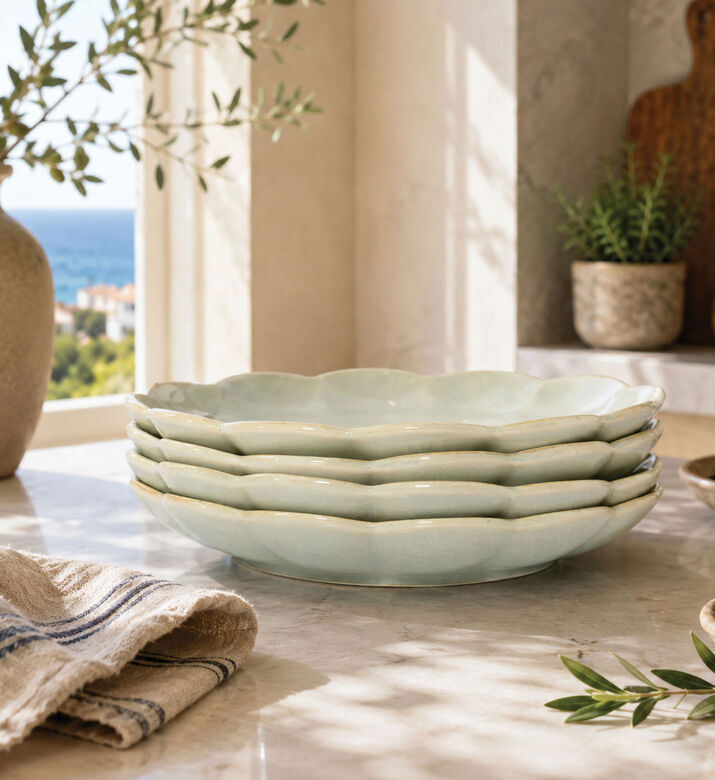 Home Deco and More Celadon Petal-shaped 4-piece Serving Dish Set, Packshot View