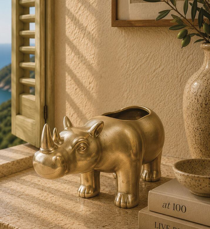 Kersten Stoneware Rhinoceros Small Planter 10x21x13.7 Cm, Packshot View