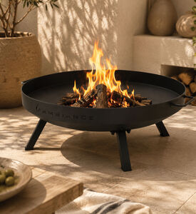 Vaggan Stainless Steel Fire Bowl, Black, Packshot View