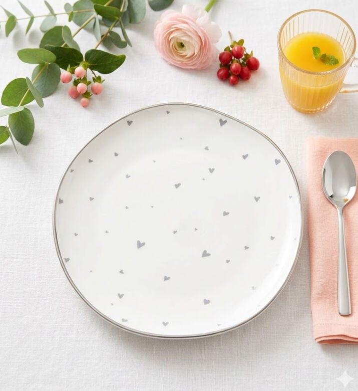 Home Deco and More Heart 4-piece Dessert Plate Set, Packshot View