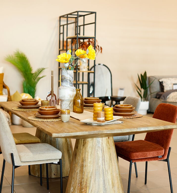 Home Deco and More Pine Mango Wood Dining Table, Packshot View Home Deco and More Pine Mango Wood Dining Table, Packshot View